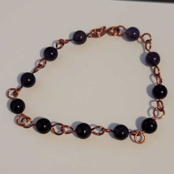 Handmade Jewelry - Amethyst Copper Chain Bracelet